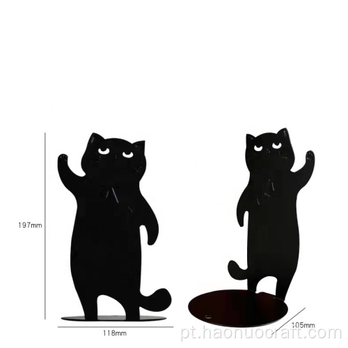 Estante de livro criativo de metal para estudantes de gato preto